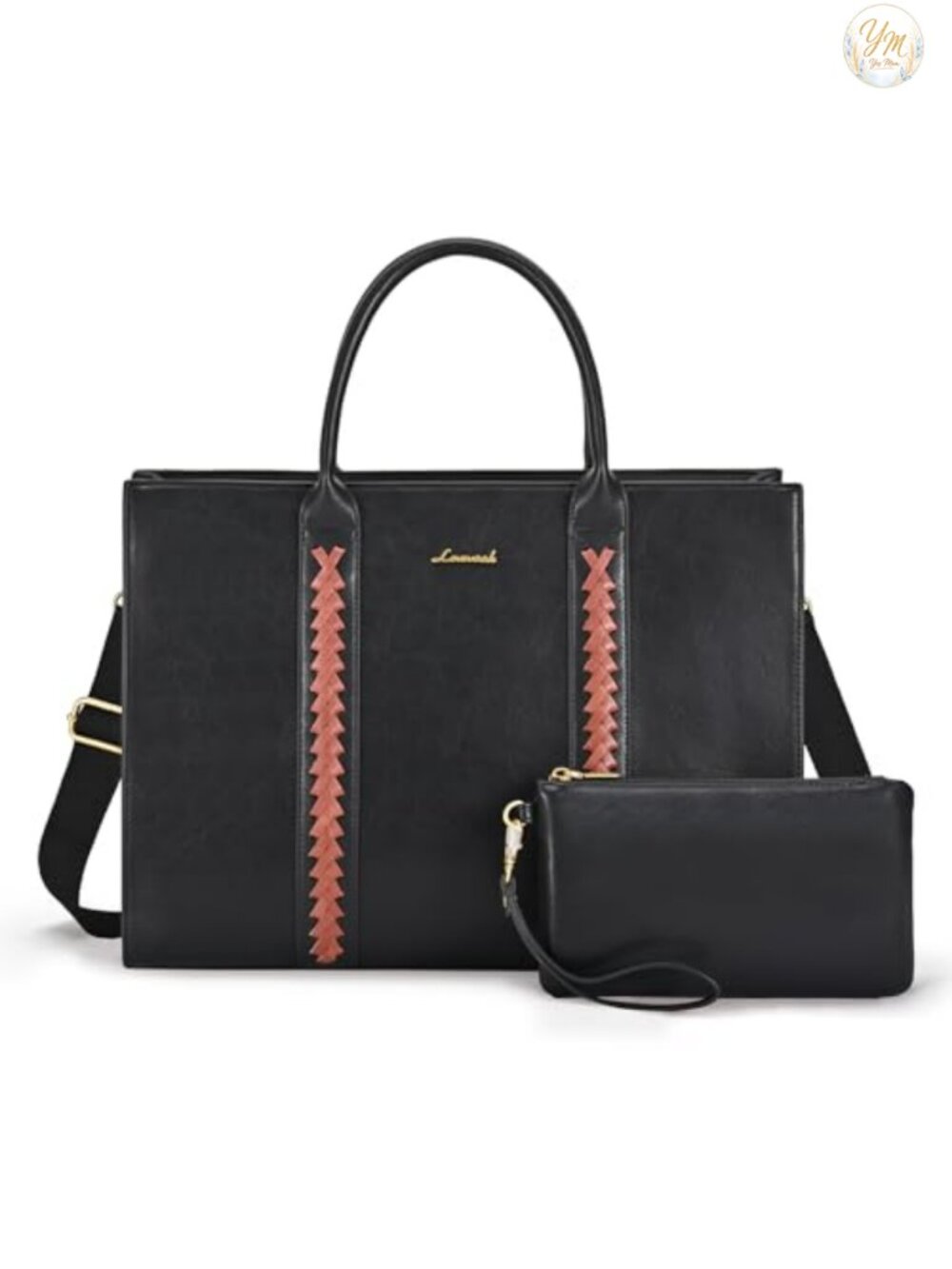 Vintage Leather Laptop Tote Bag Women 15.6 Inch Work Business Office Handbag